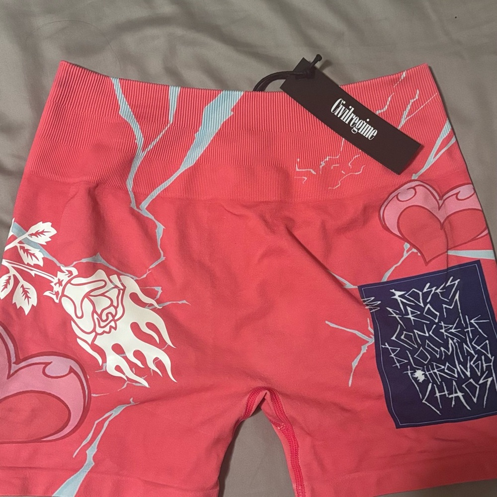 Civil Regime Coral Graphic Bike Shorts - Women's High-Rise Activewear